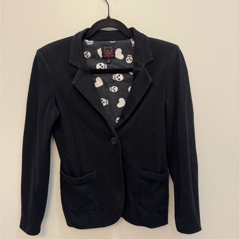 Material Girl Black Blazer with Skull Lining